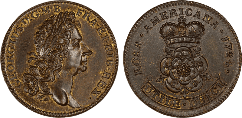 1724 Patt Twopence Rosa Americana