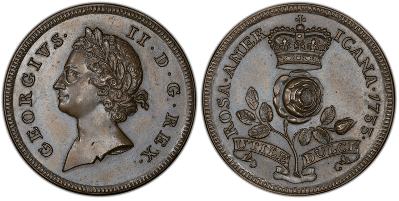 1733 Patt Twopence Rosa Americana