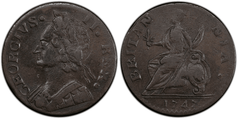 1747 1747' 1/2P Machin's Mills Half Penny