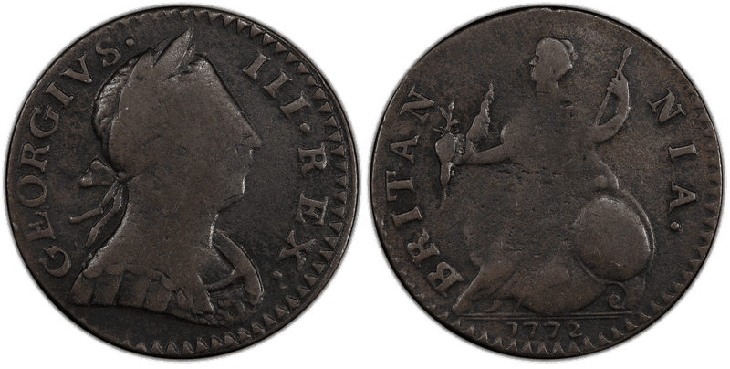 1772 1772' 1/2P Machin's Mills Half Penny