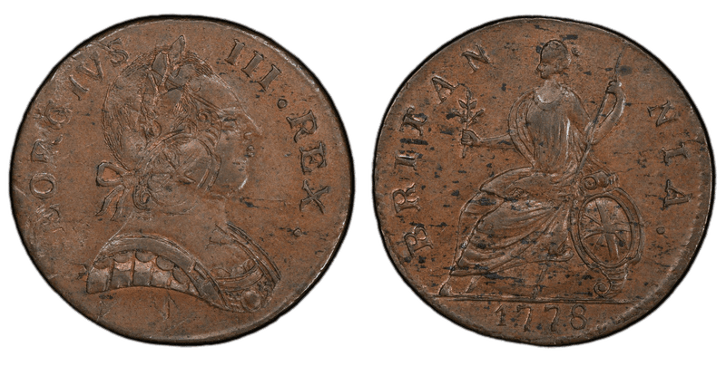 1778 1778' 1/2P Machin's Mills Half Penny