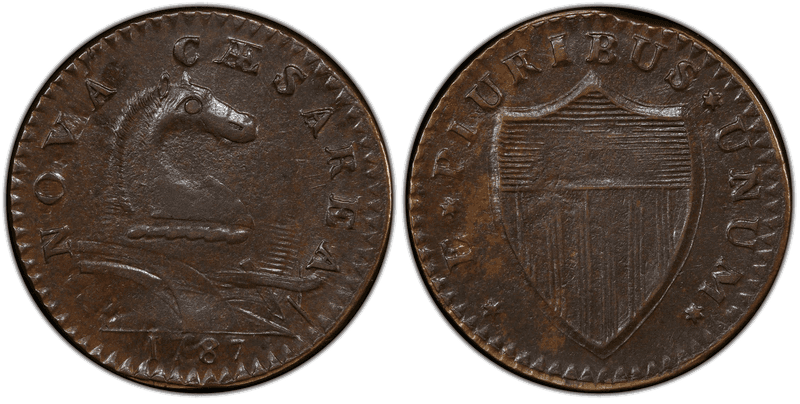 1787 NJ 1/2P Outlined Shield Half Penny