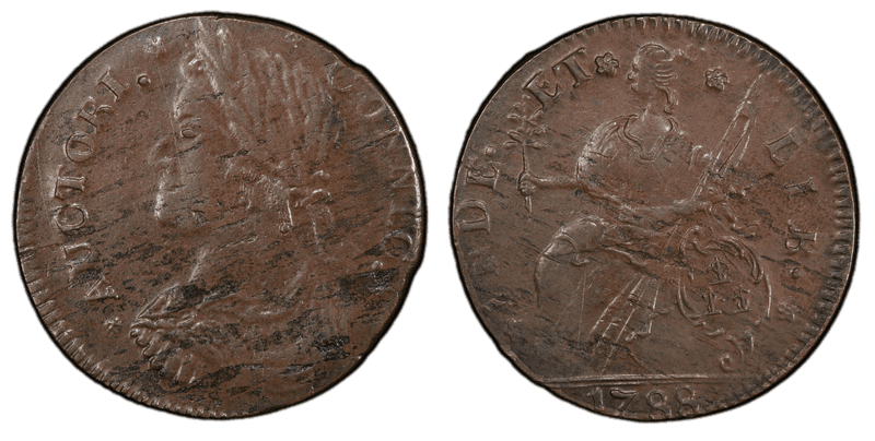 1788 CT 1/2P Draped Bust Left Half Penny