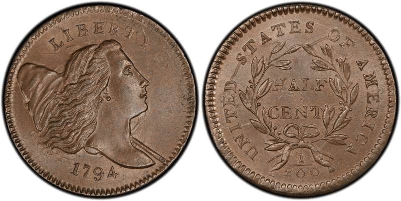 1794 Liberty Cap Right Half Cent - Low Relief Head