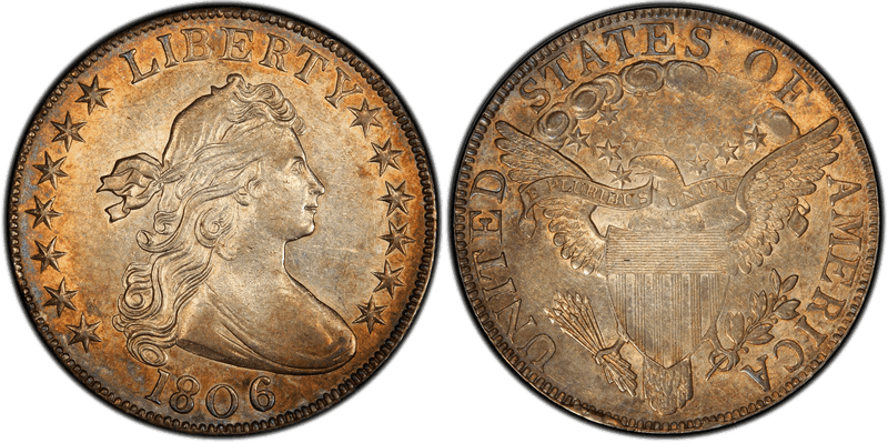 1806 Draped Bust Half Dollar - Knob 6, Small Stars