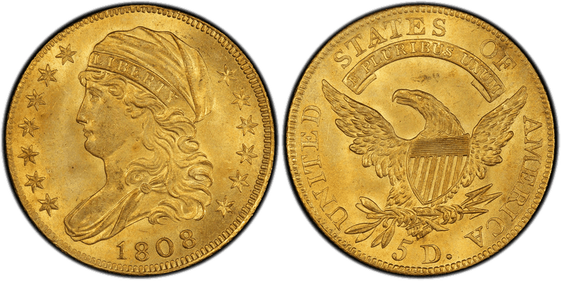 1808 Draped Bust to Left Half Eagle - 1808/7
