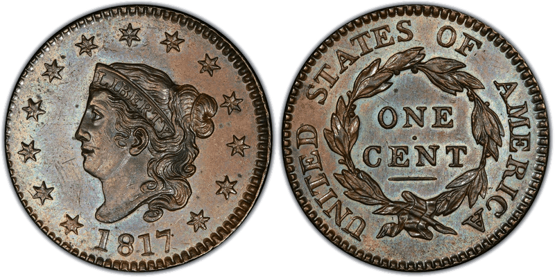 1817 Proof Matron Head Coronet Head Cent