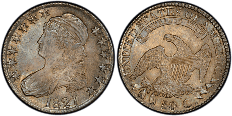 1827 Capped Bust Half Dollar - Curl Base 2
