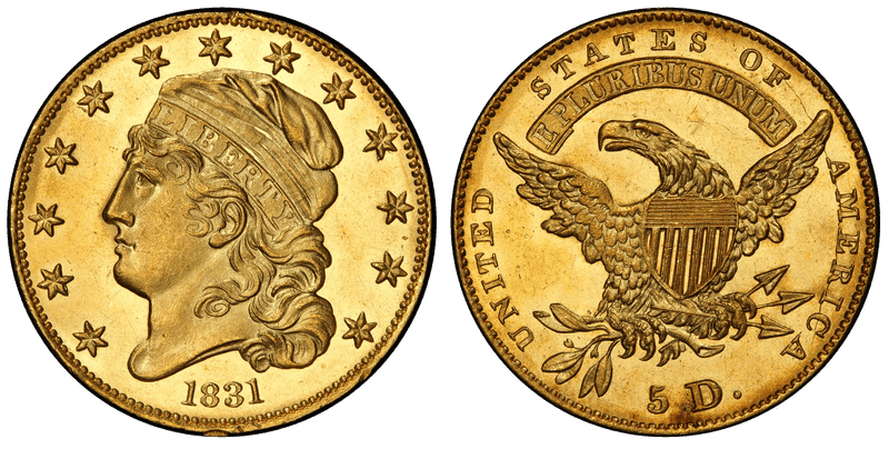 1831 Capped Head to Left Half Eagle - Large 5D