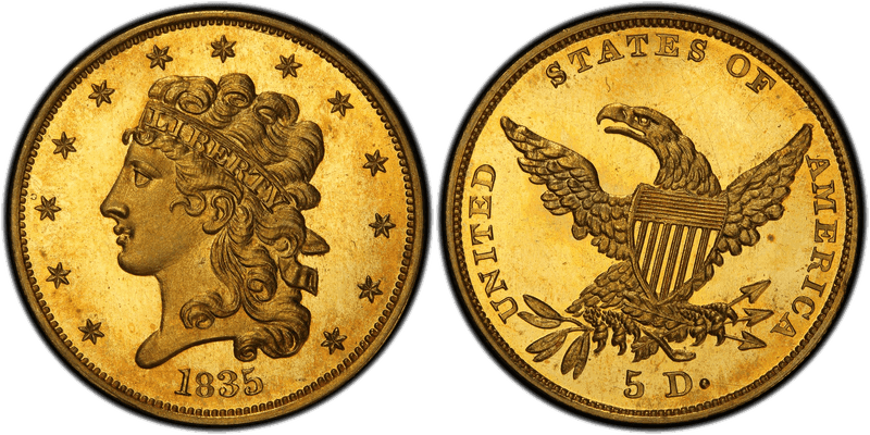 1835 Proof Classic Head Half Eagle