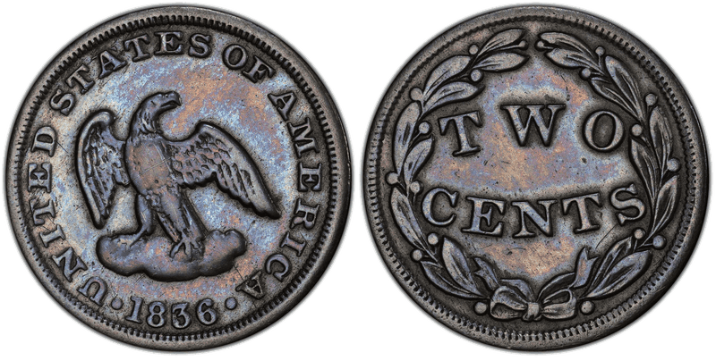 1836 Proof Two Cent Pattern - J-55, Restrike