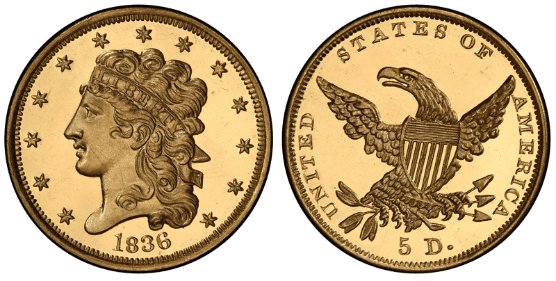 1836 Proof Classic Head Half Eagle