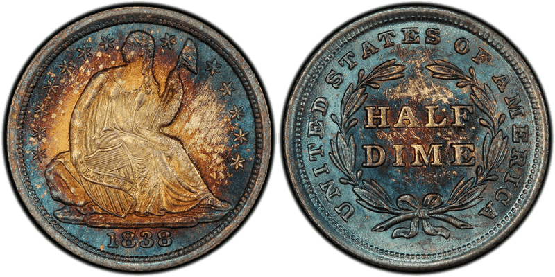 1838 Seated Liberty Half Dime - Large Stars