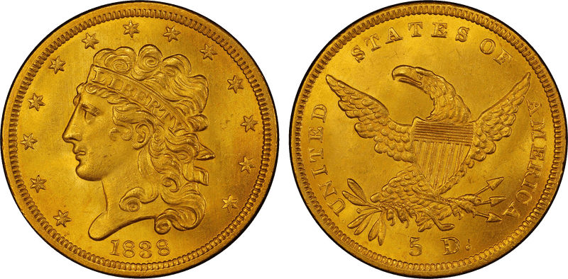 1838 Classic Head Half Eagle
