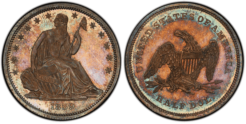 1839 Proof Seated Liberty Half Dollar - No Drapery