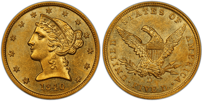 1840 (D) Liberty Head Half Eagle
