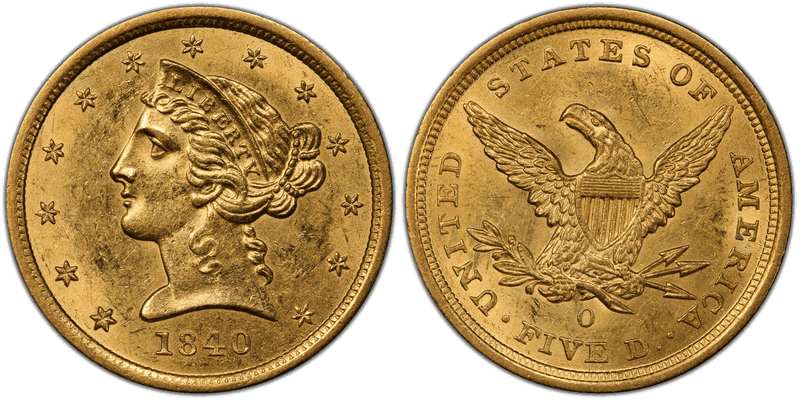 1840 (O) Liberty Head Half Eagle