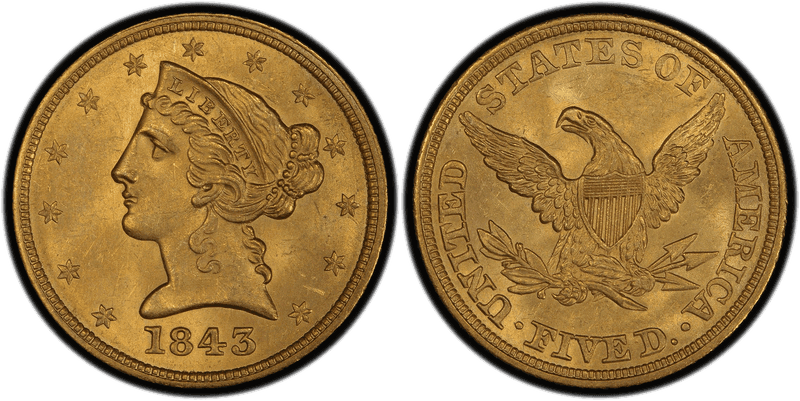 1843 Liberty Head Half Eagle