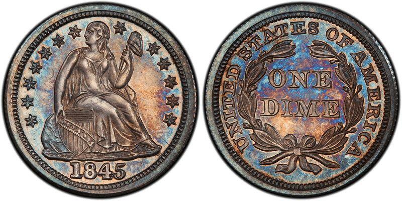 1845 Proof Seated Liberty Dime