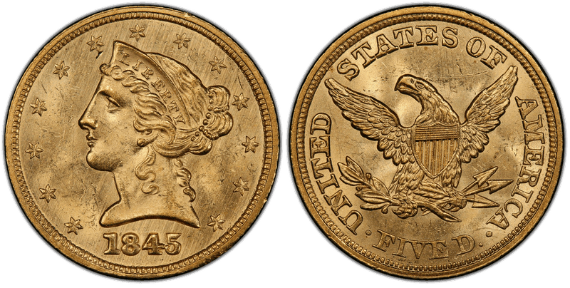 1845 Liberty Head Half Eagle