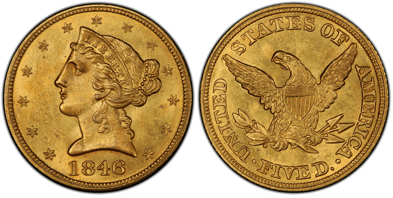 1846 Liberty Head Half Eagle - Large Date
