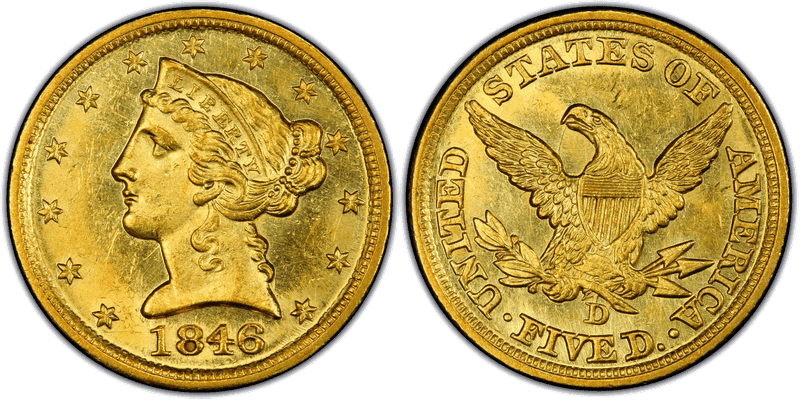 1846 (D) Liberty Head Half Eagle - D/D
