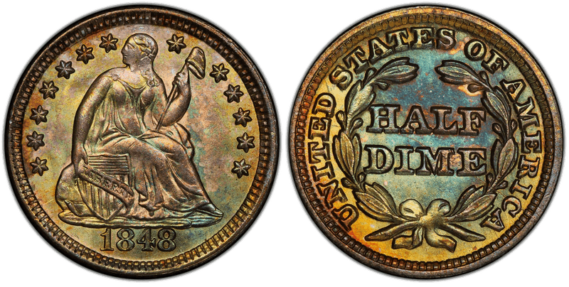 1848 Seated Liberty Half Dime - Medium Date