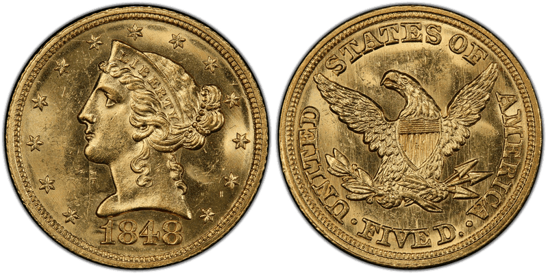 1848 Liberty Head Half Eagle