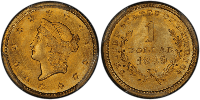 1849 Liberty Gold Dollar - Open Wreath