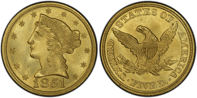 1851 Liberty Head Half Eagle