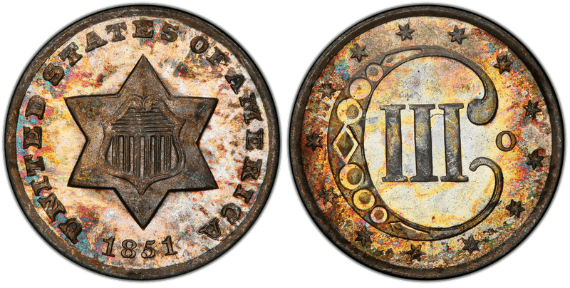1851 (O) Silver Three Cent Piece