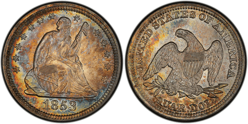 1853 Seated Liberty Quarter - No Arrows