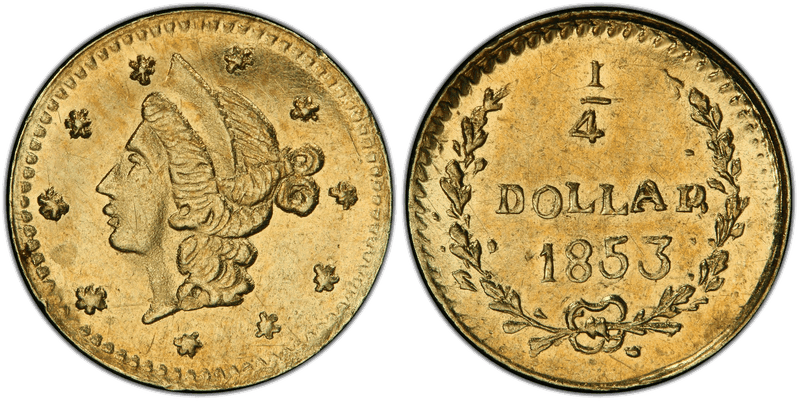 1853 Gold Quarter - BG-208