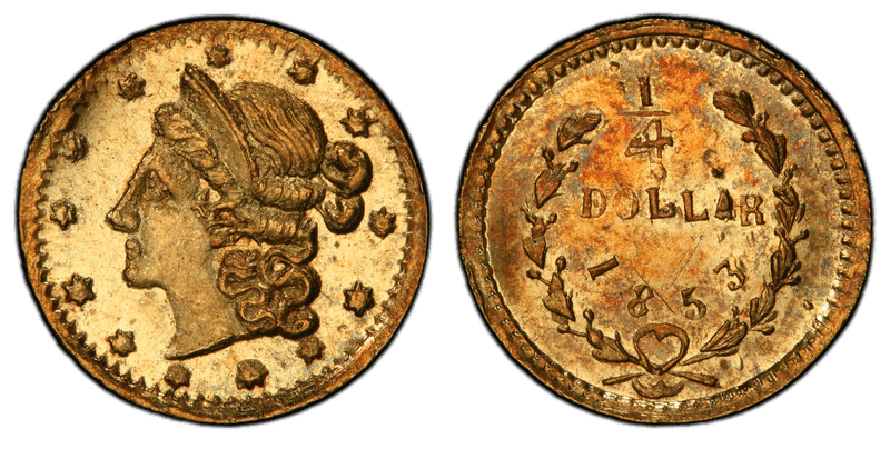 1853 Gold Quarter - BG-214