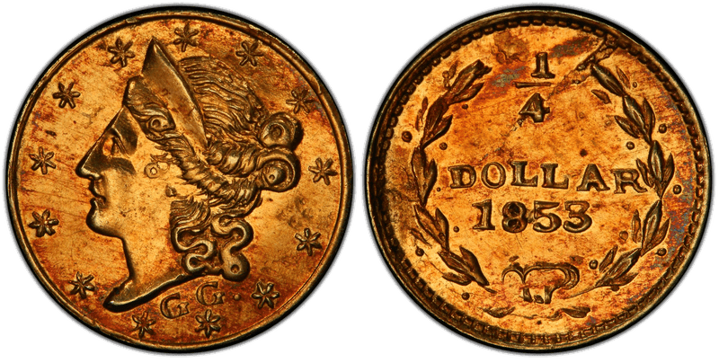 1853 Gold Quarter - BG-217