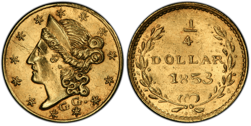 1853 Gold Quarter - BG-218