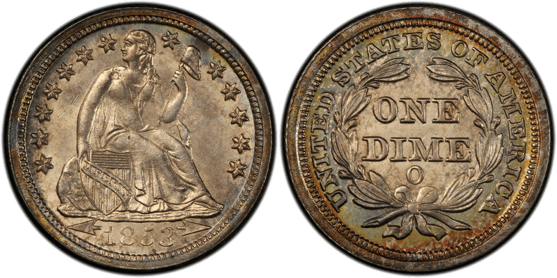 1853 Seated Liberty Dime
