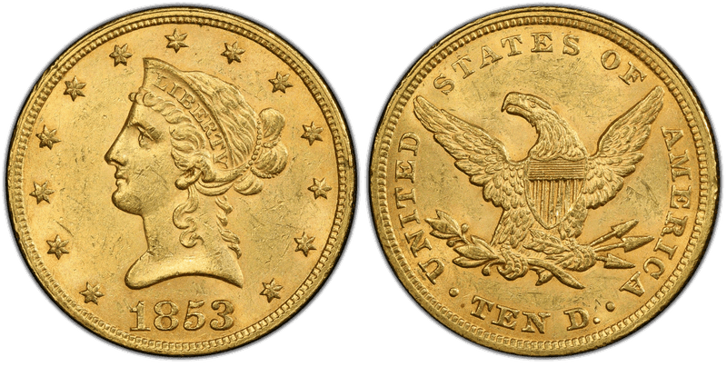 1853 3/2 Liberty Head Eagle