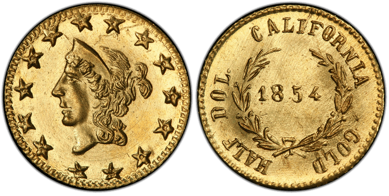 1854 Gold Half Dollar - BG-1304A, Restrike
