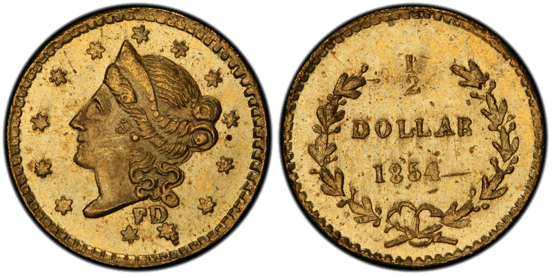 1854 Gold Half Dollar - BG-404