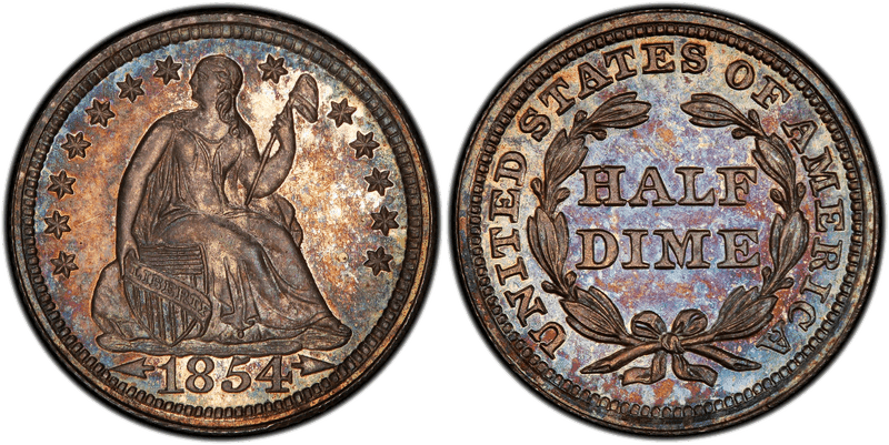 1854 Proof Seated Liberty Half Dime - Arrows