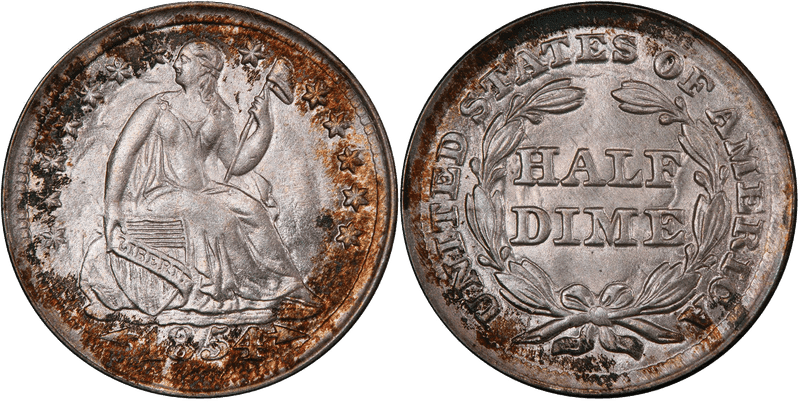 1854 Seated Liberty Half Dime