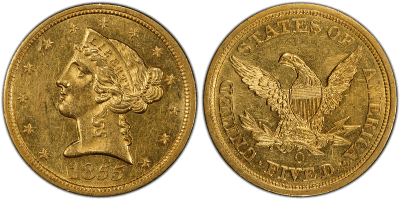 1855 (O) Liberty Head Half Eagle