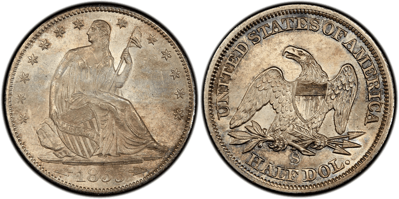 1855 (S) Seated Liberty Half Dollar - Arrows