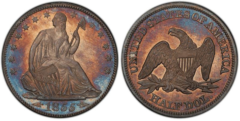 1855 Proof Seated Liberty Half Dollar - 55/54 Arrows