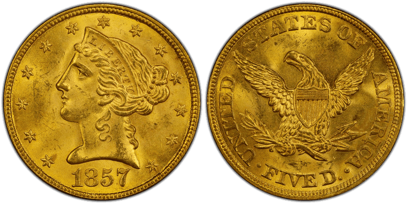 1857 Liberty Head Half Eagle