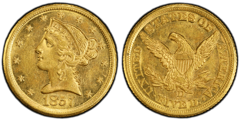 1857 (D) Liberty Head Half Eagle