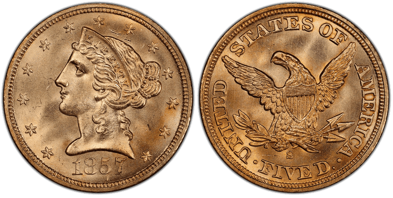 1857 (S) Liberty Head Half Eagle