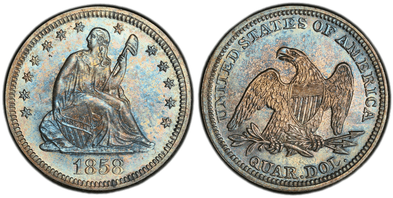 1858 Proof Seated Liberty Quarter