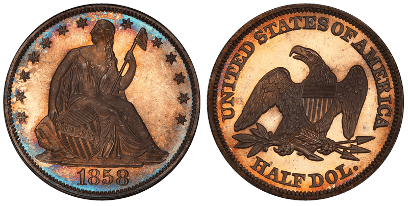1858 Proof Seated Liberty Half Dollar